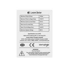 Load image into Gallery viewer, Loom Solar Panel 180 watt / 12 volt  Mono Crystalline
