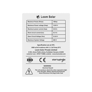 Loom Solar Panel 180 watt / 12 volt  Mono Crystalline